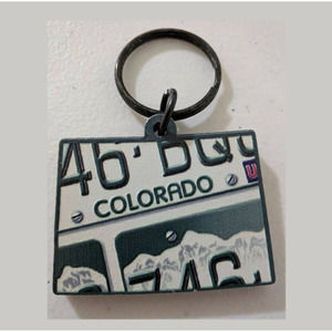 Keychain Keyring Key Chain Ring COLORADO LICENSE PLATE Travel Road Trip Camping